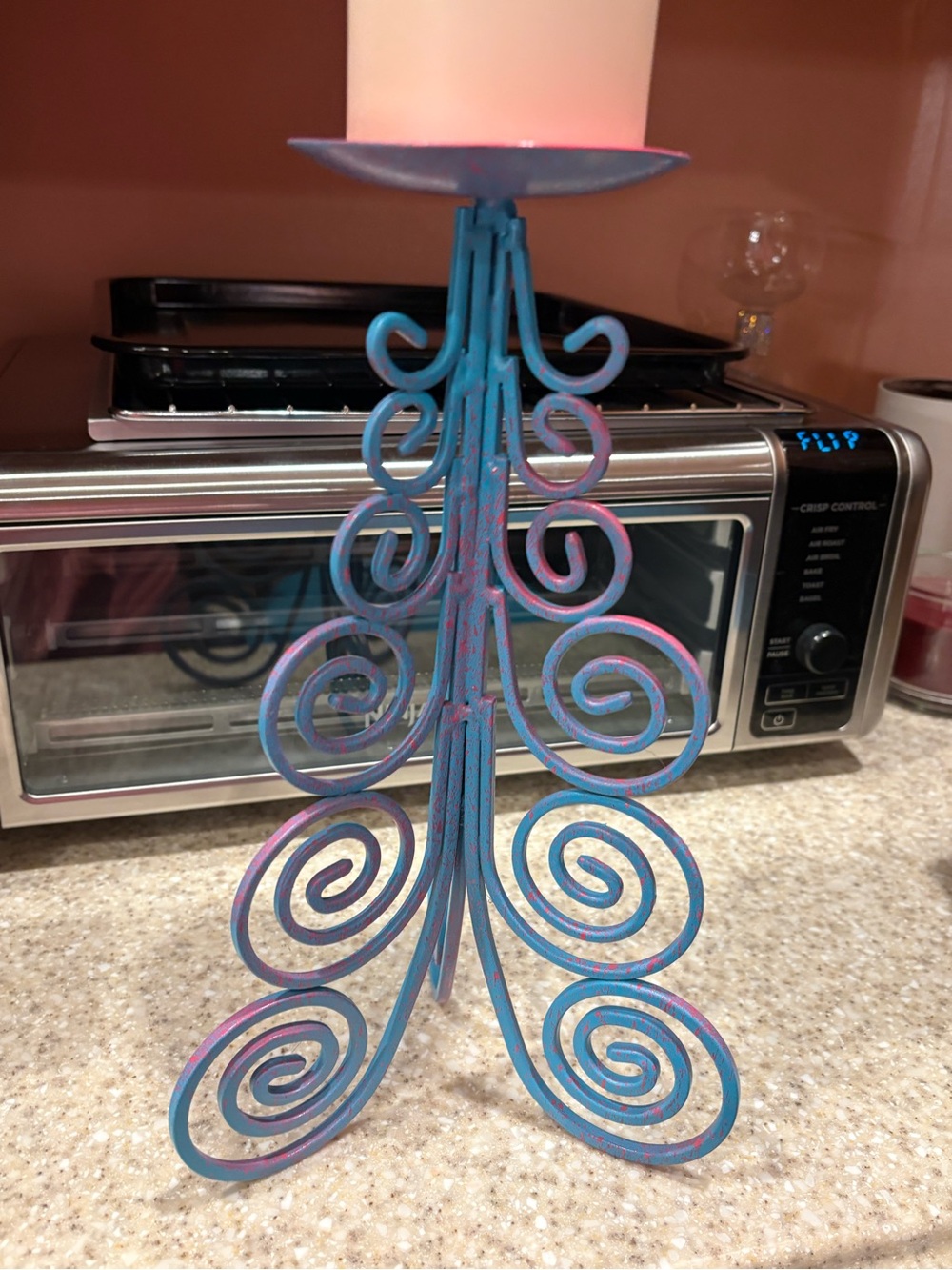 Decorative Blue & pink Metal Swirl Candle Holder-custom!
